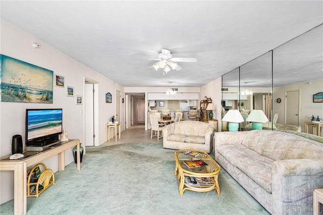 2545 S Atlantic Ave Unit 102, Daytona Beach Shores, FL 32118 - carpeted living area with ceiling fan