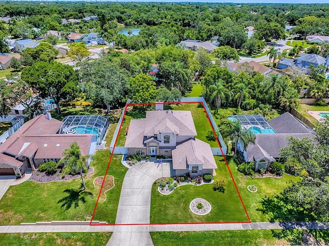 5936 Boggs Ford Rd, Port Orange, FL 32127 - aerial view of residential area with property parcel outlined