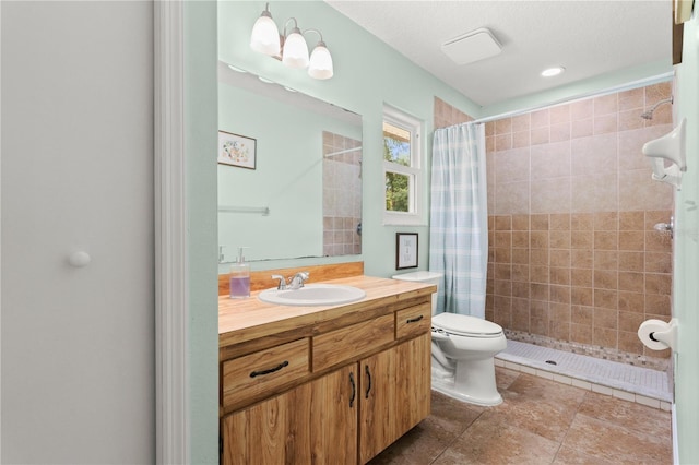 2455 Whooping Crane Dr, De Leon Springs, FL 32130 - full bathroom featuring vanity, a tile shower, and tile patterned floors