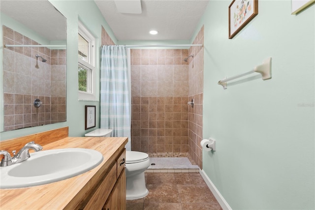 2455 Whooping Crane Dr, De Leon Springs, FL 32130 - full bathroom featuring vanity, tiled shower, a textured ceiling, and recessed lighting