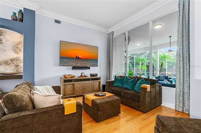 801 Arbor Glen Ct, Ormond Beach, FL 32174 - living area featuring crown molding and wood finished floors