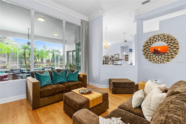 801 Arbor Glen Ct, Ormond Beach, FL 32174 - living area with wood finished floors and ornamental molding