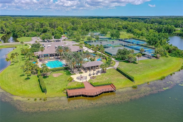 801 Arbor Glen Ct, Ormond Beach, FL 32174 - drone / aerial view of a pool and a large body of water