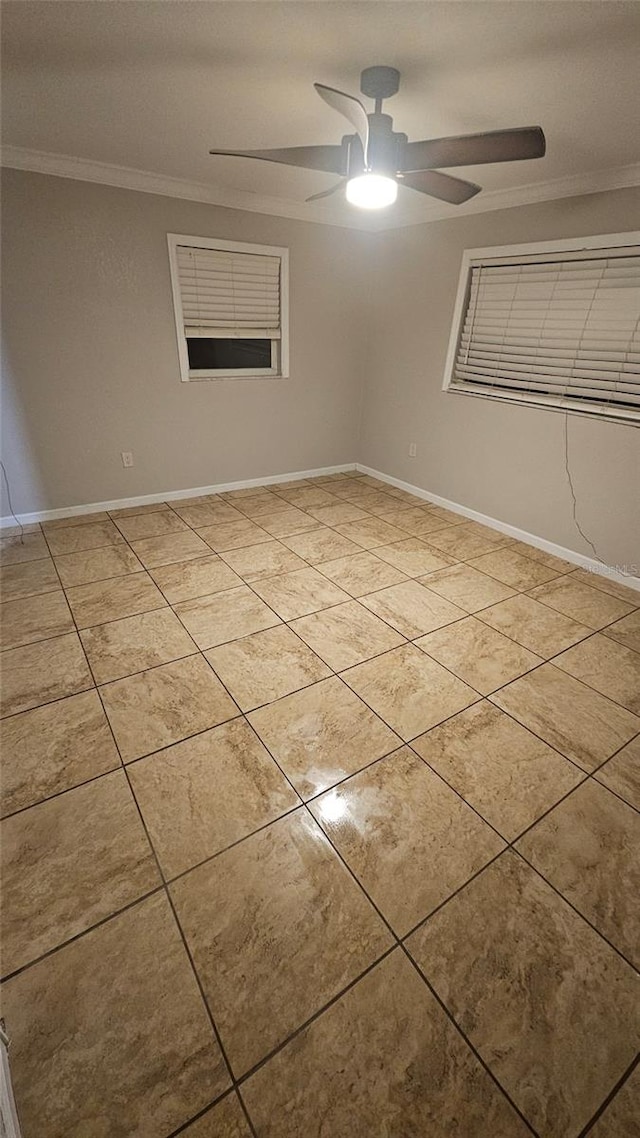 3510 Magnolia Way, Punta Gorda, FL 33950 - tiled empty room featuring crown molding and a ceiling fan
