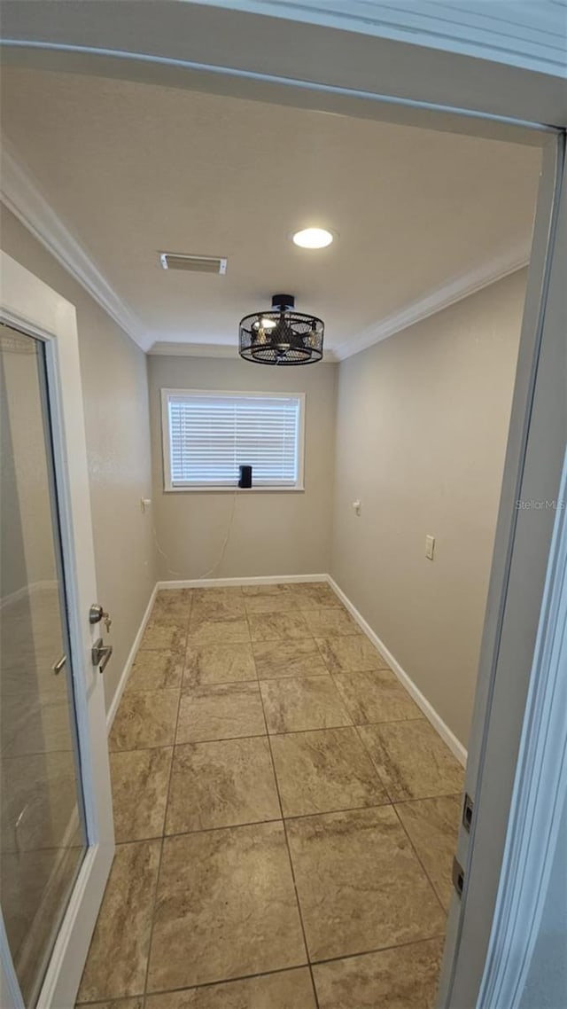 3510 Magnolia Way, Punta Gorda, FL 33950 - hallway with ornamental molding, light tile patterned floors, and recessed lighting