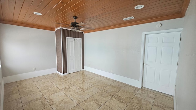 3510 Magnolia Way, Punta Gorda, FL 33950 - unfurnished room featuring ceiling fan, wood ceiling, ornamental molding, and a smoke detector