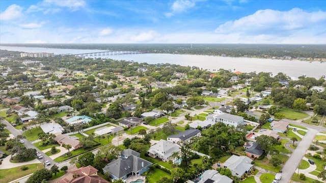 113 Neptune Ave, Ormond Beach, FL 32176 - aerial view of property and surrounding area with a large body of water, a notable bridge, and nearby suburban area