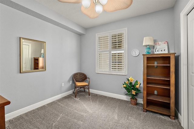 2901 S Atlantic Ave Unit 603, Daytona Beach Shores, FL 32118 - living area featuring carpet floors and ceiling fan