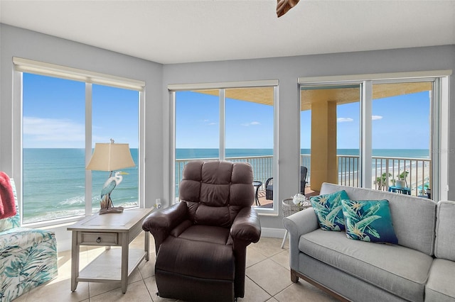 2901 S Atlantic Ave Unit 603, Daytona Beach Shores, FL 32118 - sunroom featuring a water view