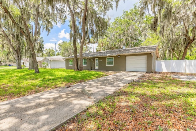 1624 Queen Palm Dr, Edgewater, FL 32132 - ranch-style home featuring stucco siding, an attached garage, and driveway