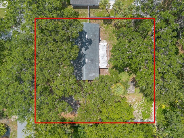 1624 Queen Palm Dr, Edgewater, FL 32132 - view from above of property featuring property parcel outlined