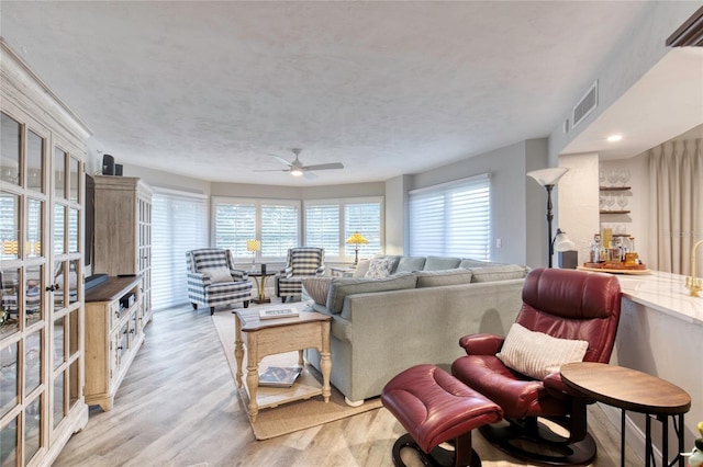 1 John Anderson Dr Unit 1030, Ormond Beach, FL 32176 - living room with ceiling fan and light wood-style flooring