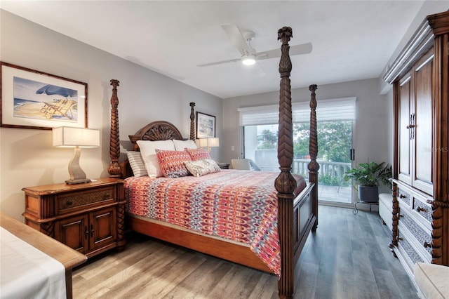 1 John Anderson Dr Unit 1030, Ormond Beach, FL 32176 - bedroom with access to outside, light wood-type flooring, and a ceiling fan