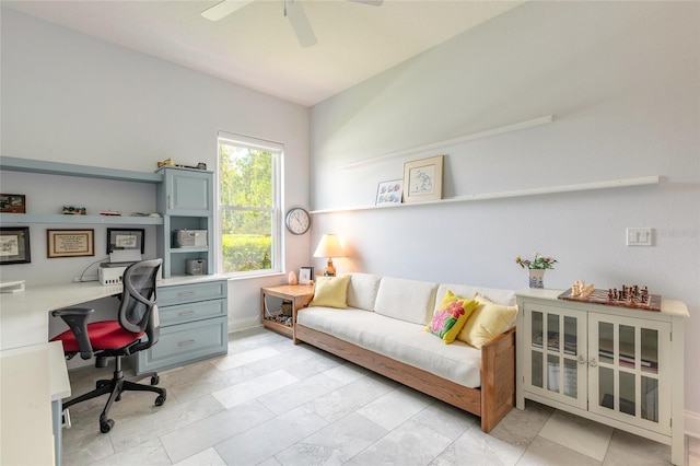 2816 E Venetian Lake Cir, New Smyrna Beach, FL 32168 - office with ceiling fan and baseboards