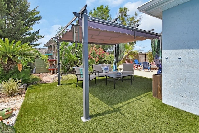1366 Valhalla St, Deltona, FL 32725 - view of patio / terrace featuring an outdoor hangout area and a gazebo
