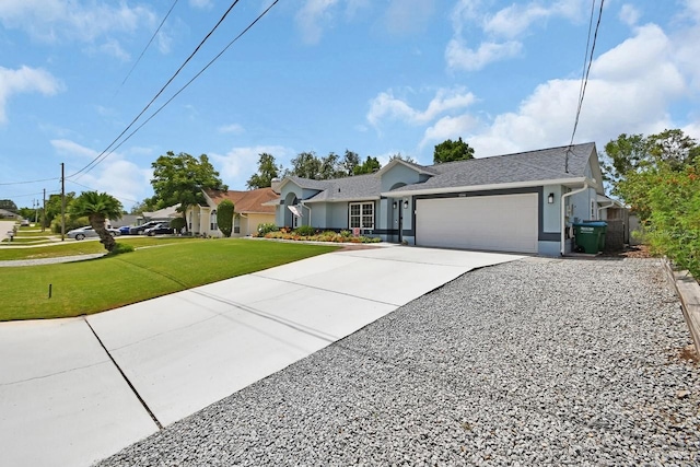 1366 Valhalla St, Deltona, FL 32725 - ranch-style home featuring a garage, concrete driveway, a front lawn, and stucco siding