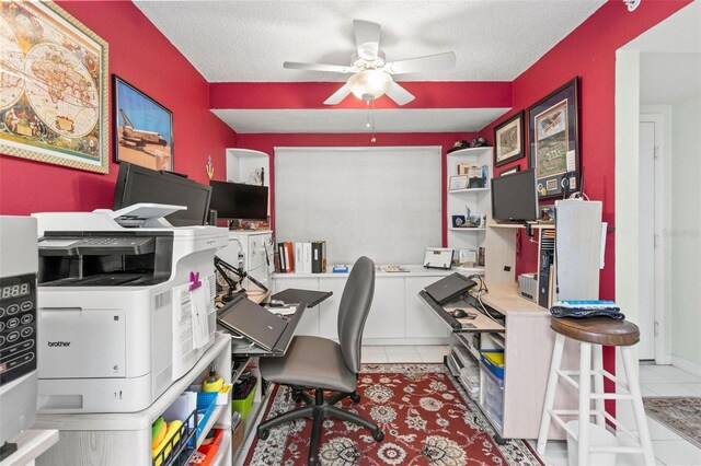 4 Oceans W Blvd Unit 308C, Daytona Beach, FL 32118 - office with ceiling fan, light tile patterned floors, and a textured ceiling