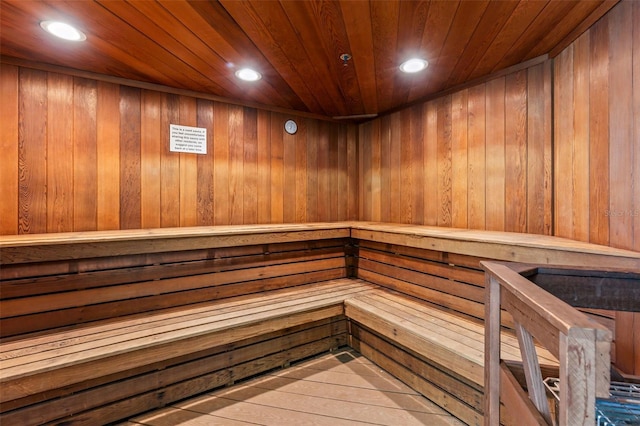 4 Oceans W Blvd Unit 308C, Daytona Beach, FL 32118 - relaxing sauna / steam room with wooden ceiling, recessed lighting, and wood walls