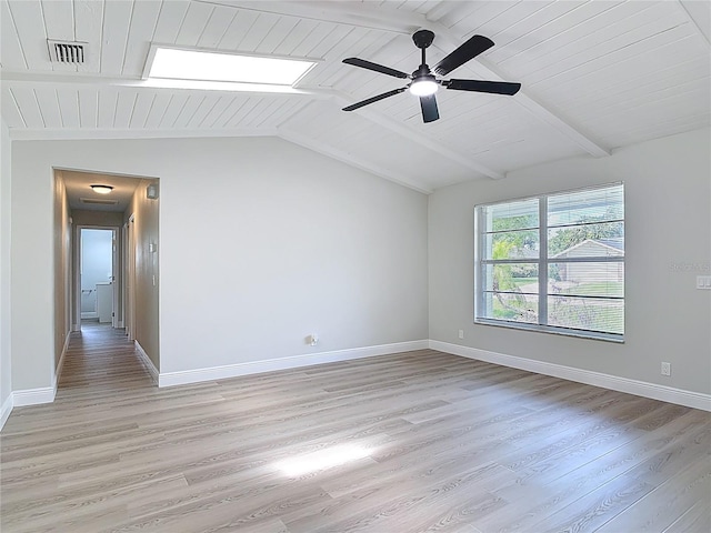 1019 Chippewa Trl, Daytona Beach, FL 32117 - empty room with light wood finished floors, ceiling fan, and wood ceiling