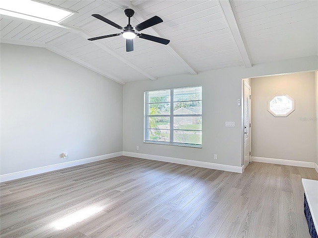 1019 Chippewa Trl, Daytona Beach, FL 32117 - empty room featuring light wood-style floors, ceiling fan, and wooden ceiling