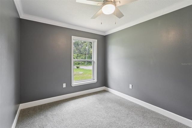 330 Ponce Deleon Blvd, De Leon Springs, FL 32130 - spare room with ornamental molding, ceiling fan, and carpet floors