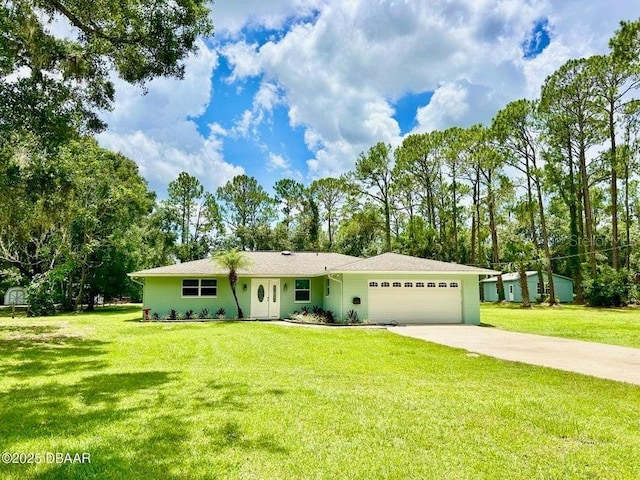 2017 Old Daytona Rd, Port Orange, FL 32128 - single story home with a garage, concrete driveway, and a front lawn
