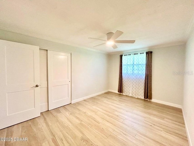 2017 Old Daytona Rd, Port Orange, FL 32128 - empty room featuring ceiling fan, light wood-type flooring, and ornamental molding