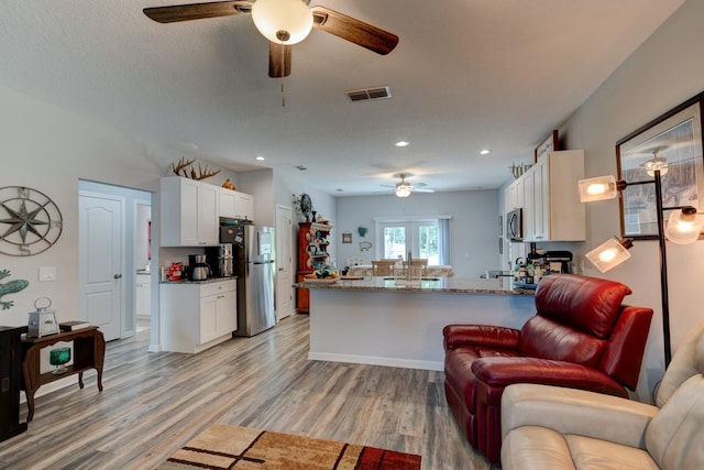 5005 Joseph St, Hastings, FL 32145 - living room with ceiling fan, light wood-type flooring, and recessed lighting
