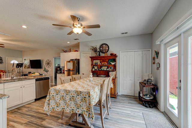 5005 Joseph St, Hastings, FL 32145 - dining area featuring a ceiling fan, light wood finished floors, and recessed lighting