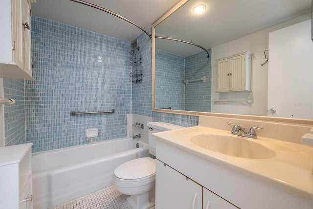 2800 N Atlantic Ave Unit 210, Daytona Beach, FL 32118 - bathroom with  shower combination, vanity, and tile patterned flooring