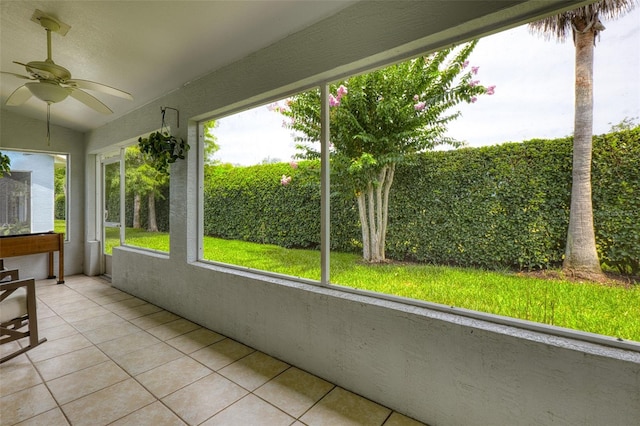 1636 Areca Palm Dr, Port Orange, FL 32128 - unfurnished sunroom featuring ceiling fan