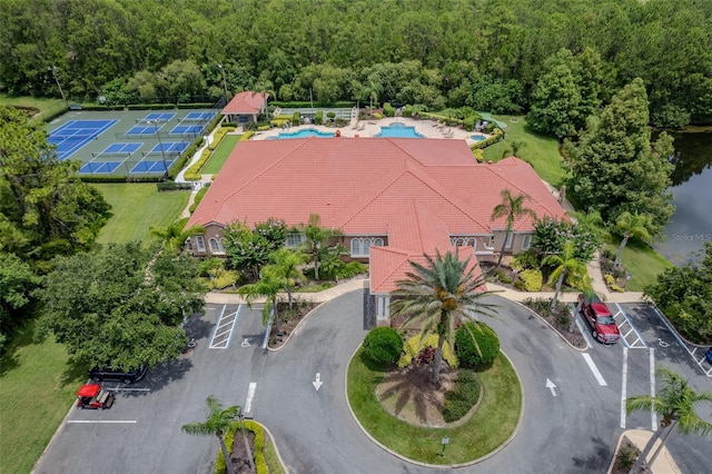 1636 Areca Palm Dr, Port Orange, FL 32128 - drone / aerial view of a pool area and a forest