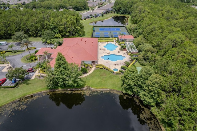 1636 Areca Palm Dr, Port Orange, FL 32128 - aerial view of property and surrounding area featuring a pool area and a large body of water