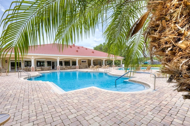 1636 Areca Palm Dr, Port Orange, FL 32128 - community pool featuring a patio area