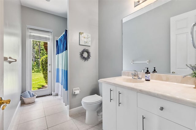 6710 Merryvale Ln, Port Orange, FL 32128 - bathroom featuring vanity, tile patterned floors, and a shower with shower curtain