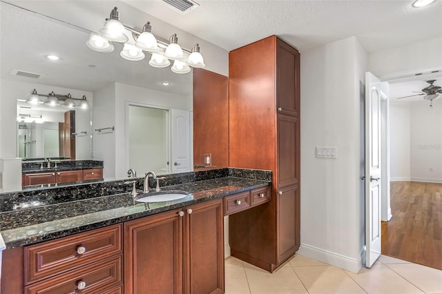 2515 S Atlantic Ave Unit 507, Daytona Beach, FL 32118 - full bathroom with vanity, tile patterned floors, a ceiling fan, and recessed lighting