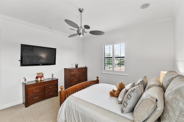 12812 Jacob Grace Ct, Windermere, FL 34786 - bedroom with ornamental molding, light carpet, and ceiling fan