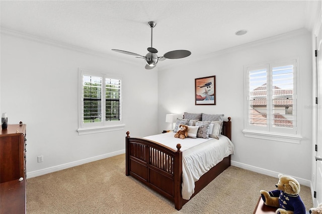 12812 Jacob Grace Ct, Windermere, FL 34786 - bedroom with ornamental molding, light carpet, and ceiling fan