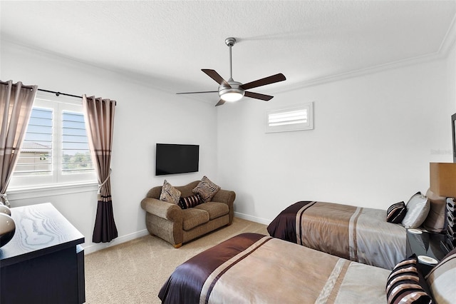 12812 Jacob Grace Ct, Windermere, FL 34786 - carpeted bedroom featuring ornamental molding, ceiling fan, and a textured ceiling
