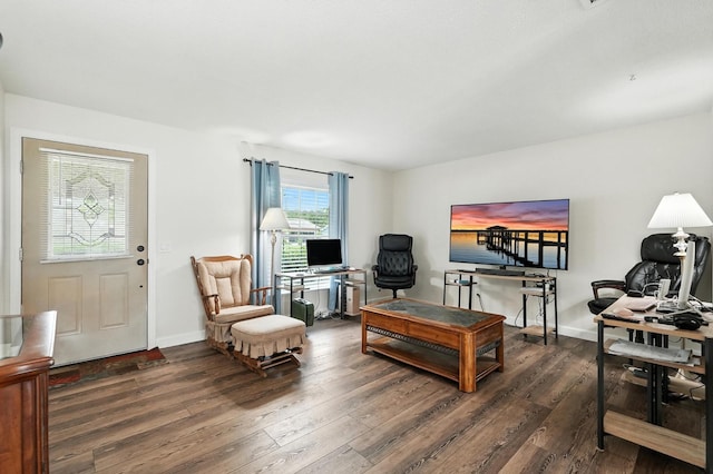 2931 Lantern Dr, South Daytona, FL 32119 - living area with hardwood / wood-style floors and a desk