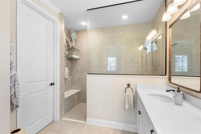 249 Kellet Way, Saint Johns, FL 32259 - full bath featuring a walk in shower, vanity, recessed lighting, and tile patterned floors