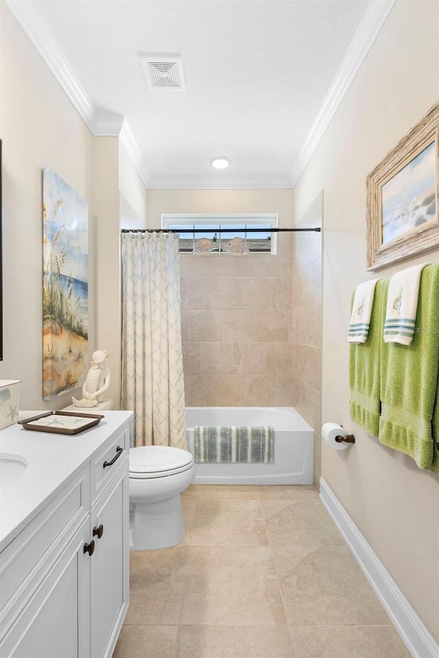 249 Kellet Way, Saint Johns, FL 32259 - full bathroom with crown molding, vanity, shower / bath combo, and tile patterned floors