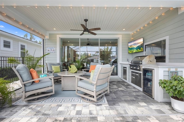 249 Kellet Way, Saint Johns, FL 32259 - view of patio / terrace with exterior kitchen, ceiling fan, and wine cooler