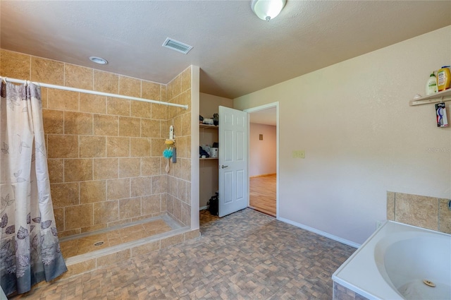 4666 Fir Rd, New Smyrna Beach, FL 32168 - full bathroom with tiled shower and a garden tub