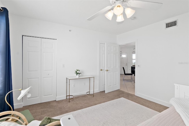 3315 S Atlantic Ave Unit 408, Daytona Beach Shores, FL 32118 - carpeted bedroom featuring a ceiling fan and baseboards