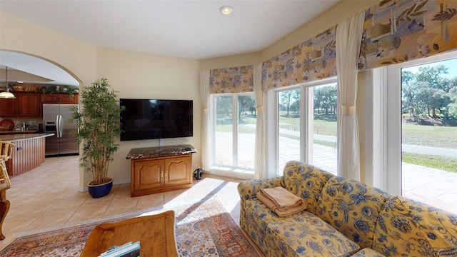 view of tiled living room