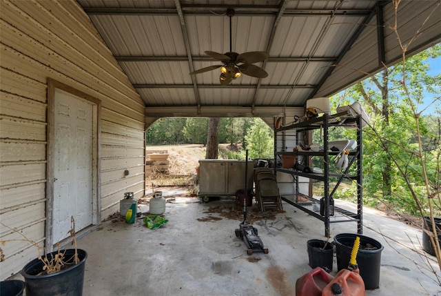 view of patio with ceiling fan