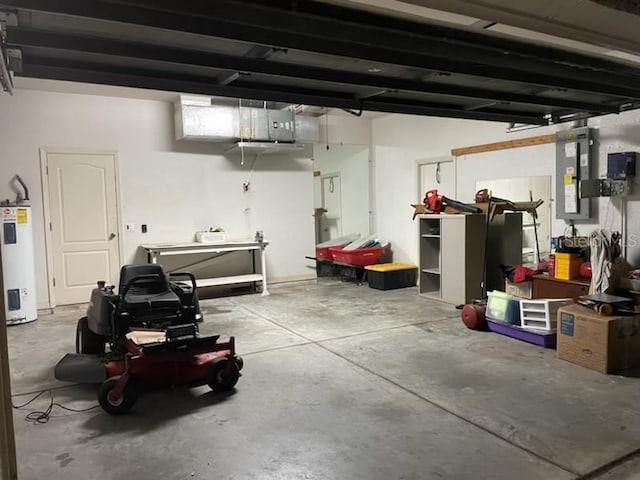 garage featuring electric water heater