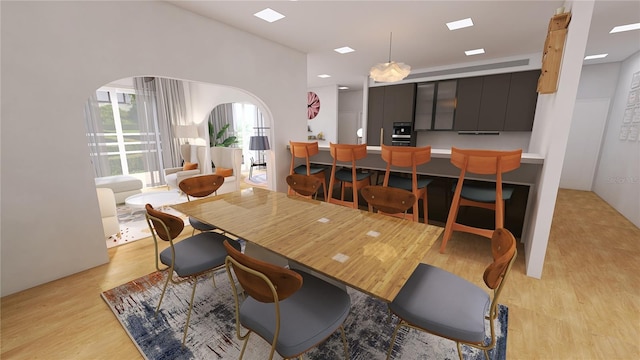 dining space featuring light hardwood / wood-style floors