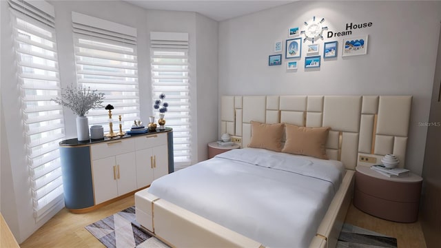 bedroom with light wood-type flooring